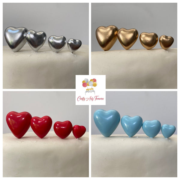 Heart Shaped Ball Set Cake Topper for Parties or Celebrations - Set of 4 in Various Colours Oh So Crafty