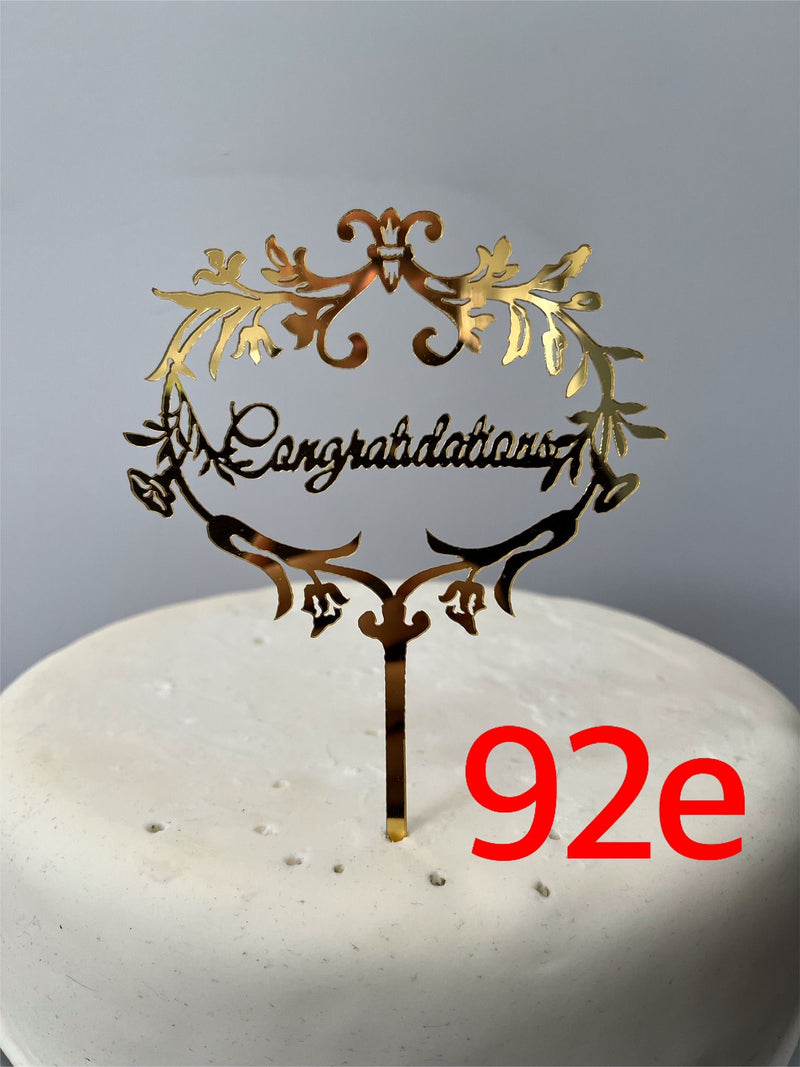 Acrylic Congratulations Gold Cake Topper Signs in Gold