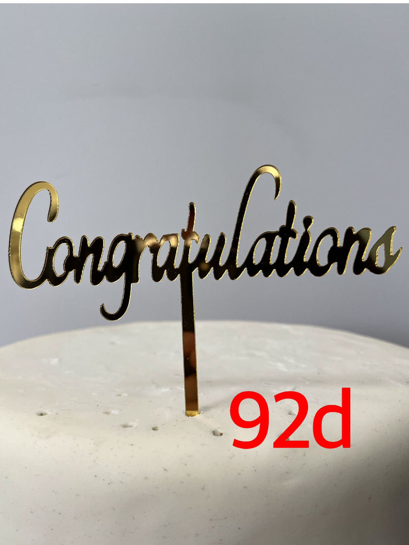 Acrylic Congratulations Gold Cake Topper Signs in Gold