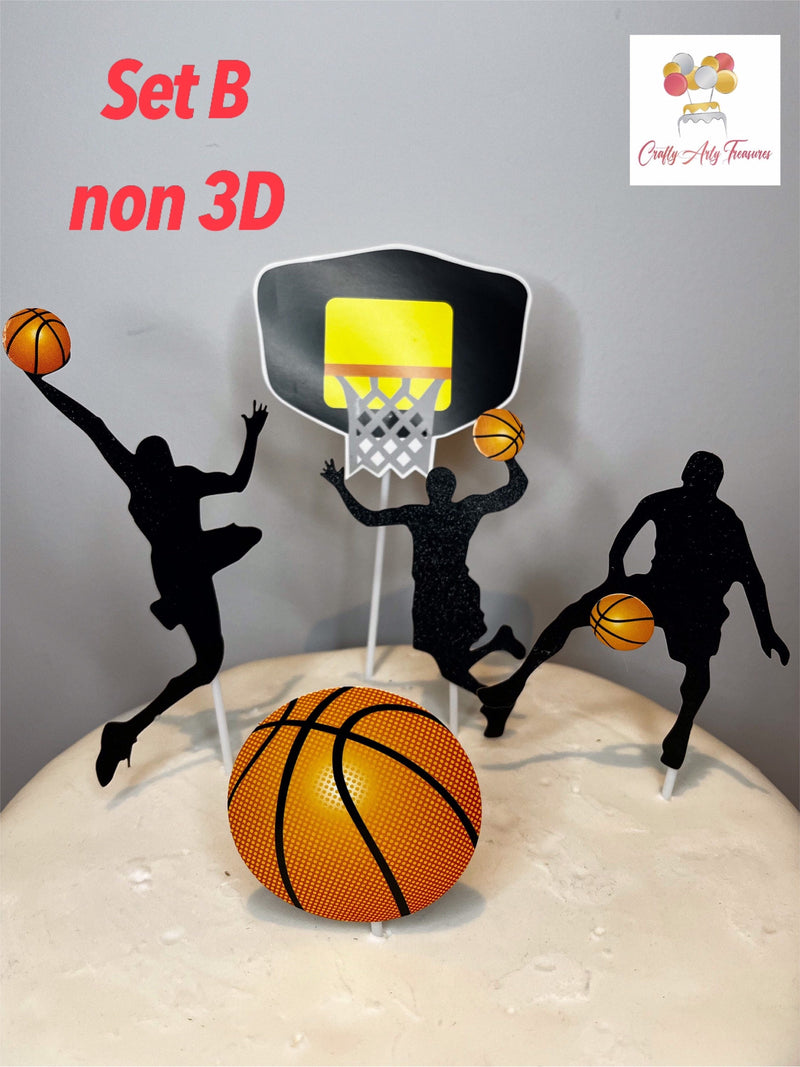 3D/Non 3D Basket Ball Cake Topper Theme Skewers - 5 Piece Set Oh So Crafty