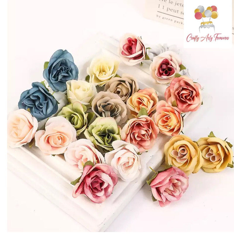 3cm Artificial Silk Rose Flower Heads Cake Topper  - Pack of 5 Oh So Crafty