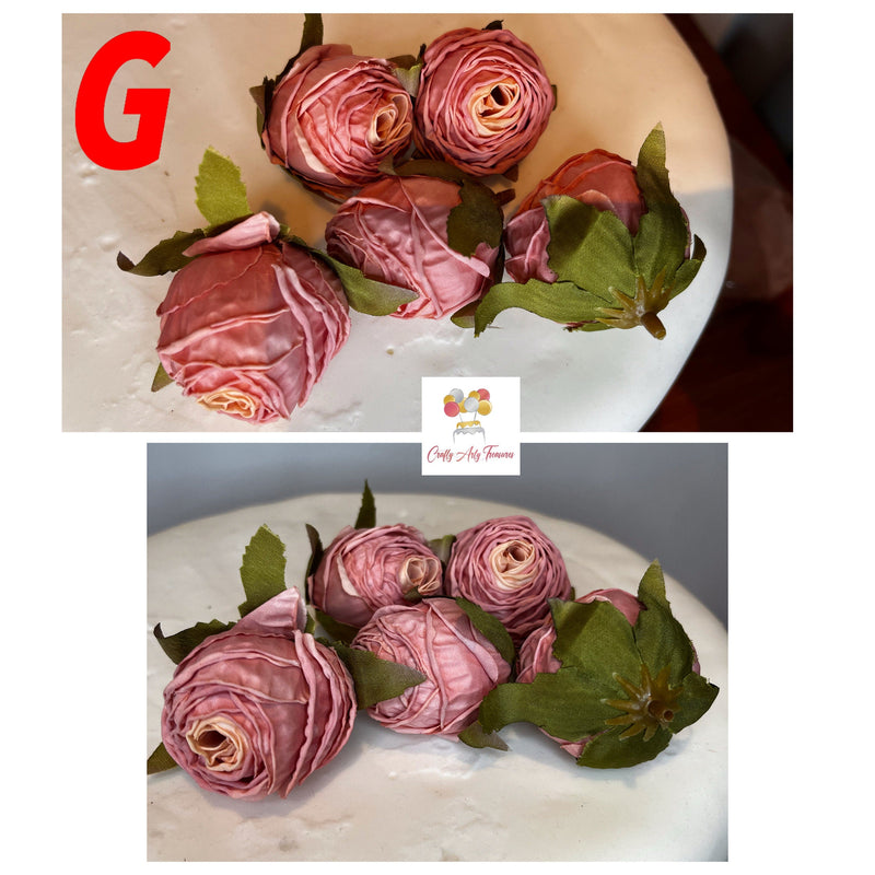 4cm Artificial Rose Head Silk Flowers Cake Topper - Pack of 5 Oh So Crafty