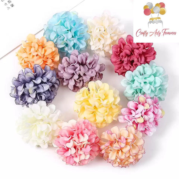 6cm Artificial Hydrangea Silk Flower Heads Cake Topper - Pack of 5 Oh So Crafty