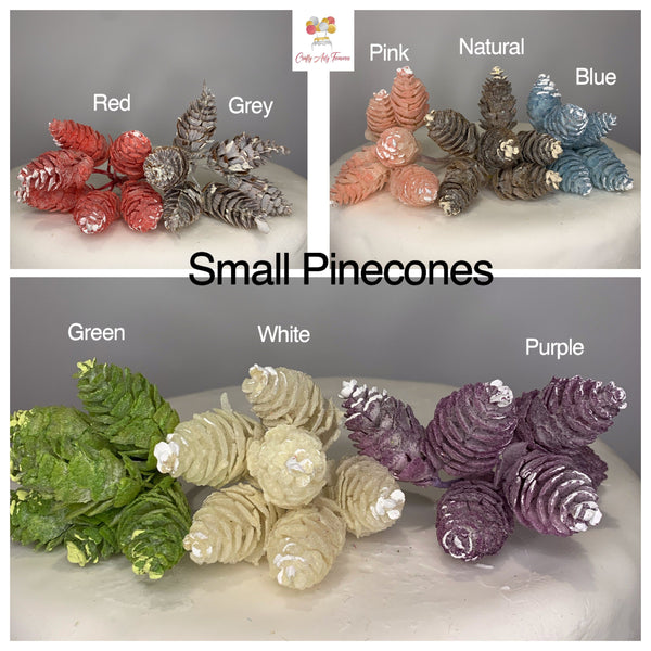 9cm Artificial Small Pine Cones Cake Topper - 10 in a Stem Oh So Crafty