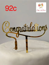 Acrylic Congratulations Gold Cake Topper Signs in Gold Oh So Crafty