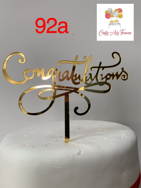 Acrylic Congratulations Gold Cake Topper Signs in Gold Oh So Crafty