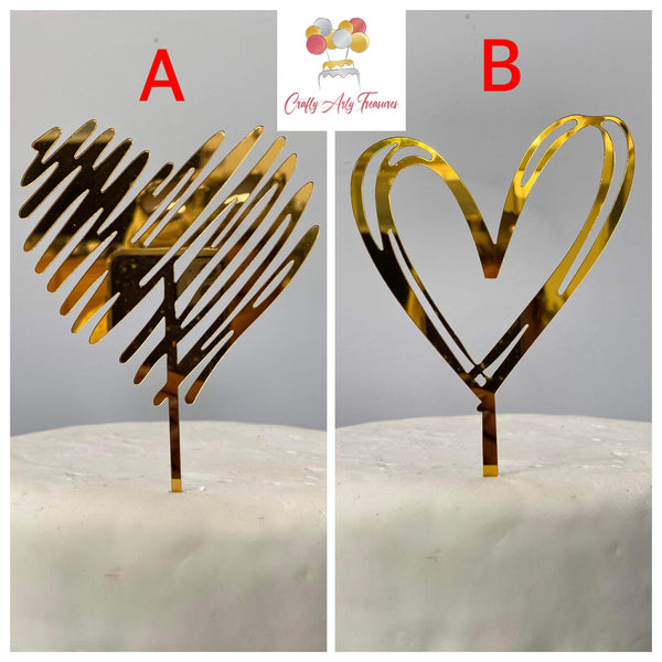 Acrylic Gold Heart Cake Topper Sign for Weddings or any Celebration in Gold Oh So Crafty