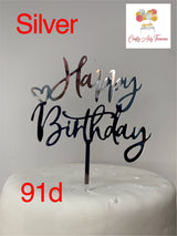 Acrylic Happy Birthday Cake Topper Signs, Various Designs and Colours Oh So Crafty