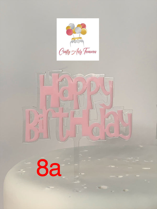 Acrylic Happy Birthday Cake Topper Signs in Teal or Pink Oh So Crafty