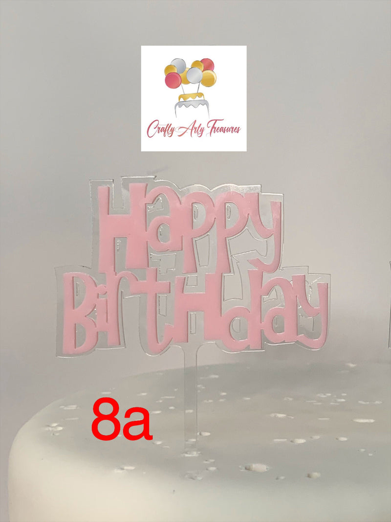 Acrylic Happy Birthday Cake Topper Signs in Teal or Pink Oh So Crafty