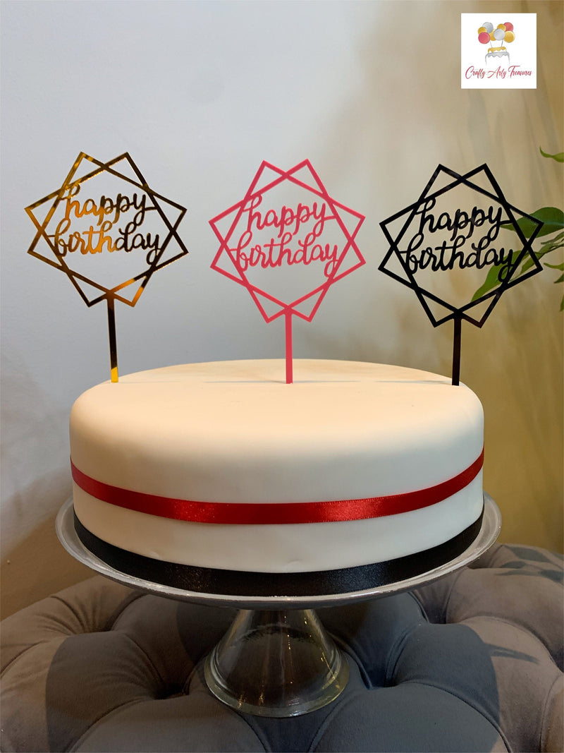 Acrylic Happy Birthday Cake Topper Signs in Various Colours Oh So Crafty