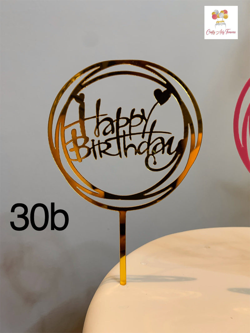 Acrylic Happy Birthday Cake Topper Signs in Various Colours Oh So Crafty