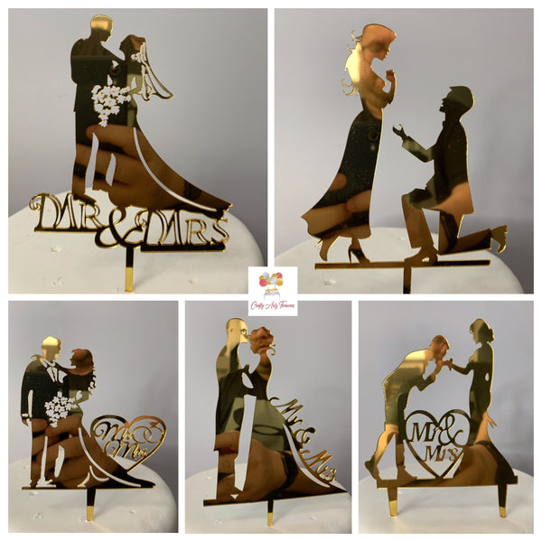 Acrylic Mr and Mrs Wedding and Engagement Cake Topper Signs in Gold Oh So Crafty
