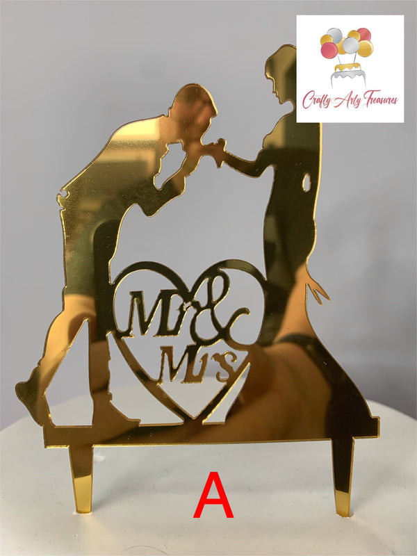 Acrylic Mr and Mrs Wedding and Engagement Cake Topper Signs in Gold Oh So Crafty