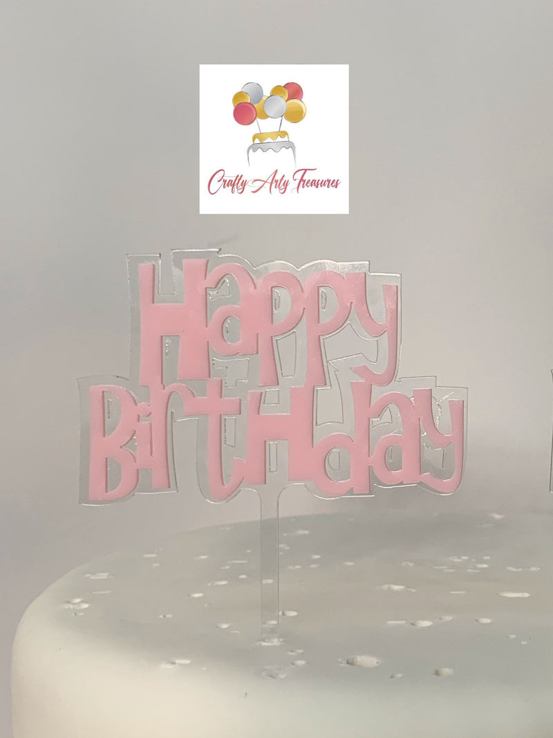 Animal Cake Topper Kit - Includes 4 animals with a Pink Happy Birthday Sign and Garland DIY Kit Oh So Crafty