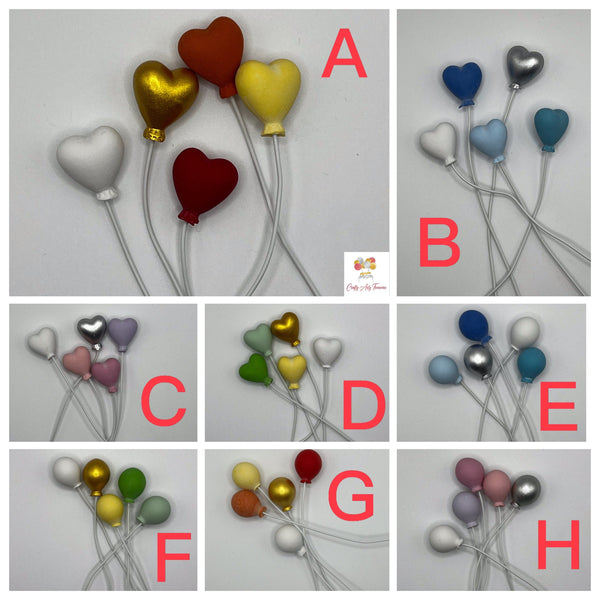 Balloon Cake Topper Skewers made from Resin - Set of 5 in Various Colour Sets Oh So Crafty
