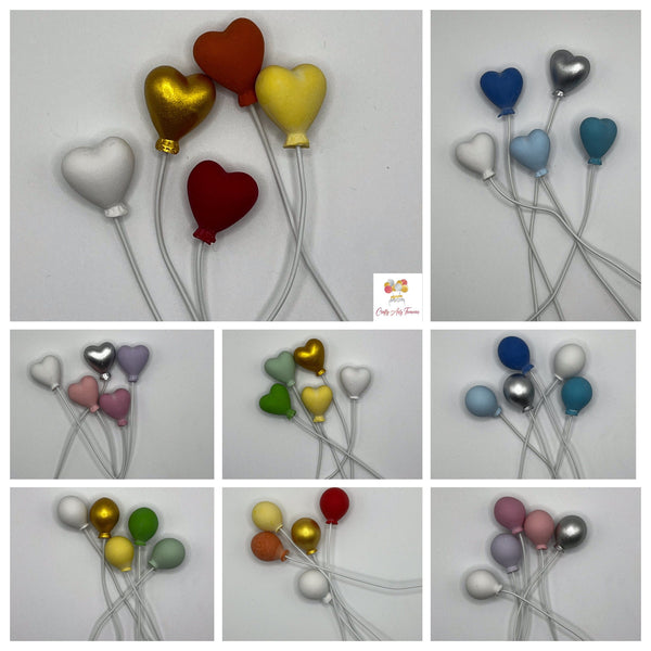 Balloon Cake Topper Skewers made from Resin - Set of 5 in Various Colour Sets Oh So Crafty