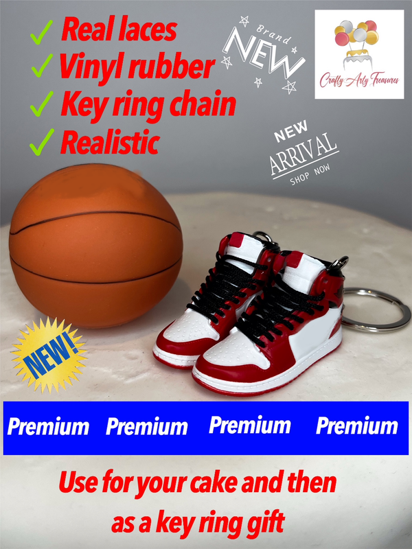 Basket Ball and Keyring Trainers Cake Topper Set - Pair of Trainers and Basket Ball in Various Designs and Colours Oh So Crafty