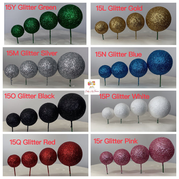 Cake Topper Glitter Ball Set - Pack of 4 in Various Colours Oh So Crafty