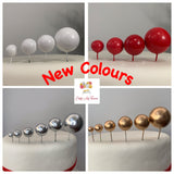 Cake Topper Solid Colour Ball Set - Pack of 4 or 6 in Various Colours Oh So Crafty