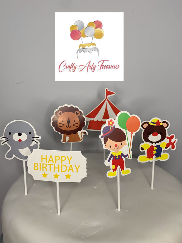 Circus Animal Cake Topper Skewers - 6 Piece Set Oh So Crafty