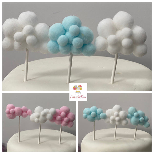 Coloured Baby Cloud Cake Topper - Set of 3 in Various Colours and Sets Oh So Crafty