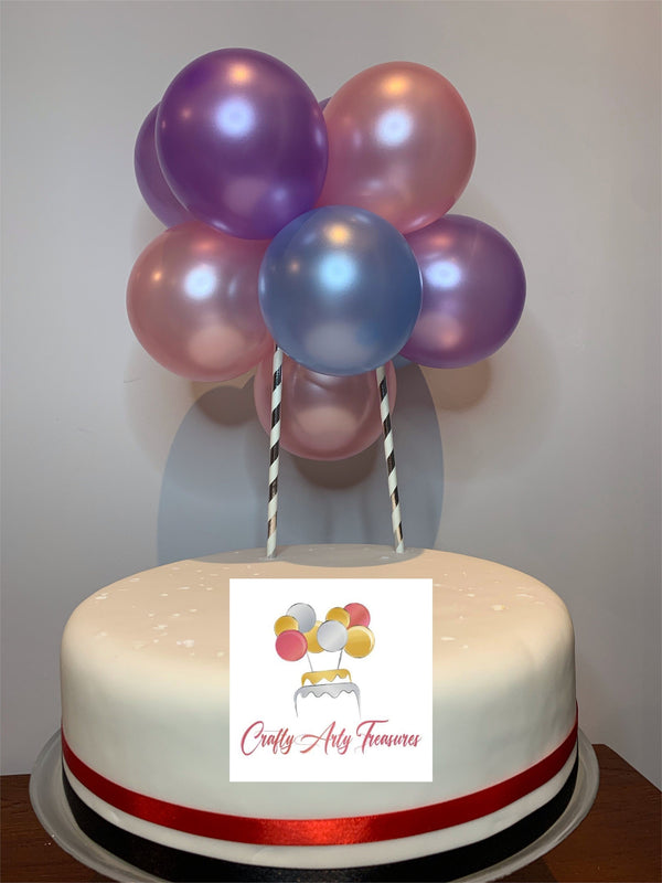 Customised Birthday Cake Topper - 3 Colour Satin Biodegradable 10 Balloons - Garland DIY Kit Oh So Crafty