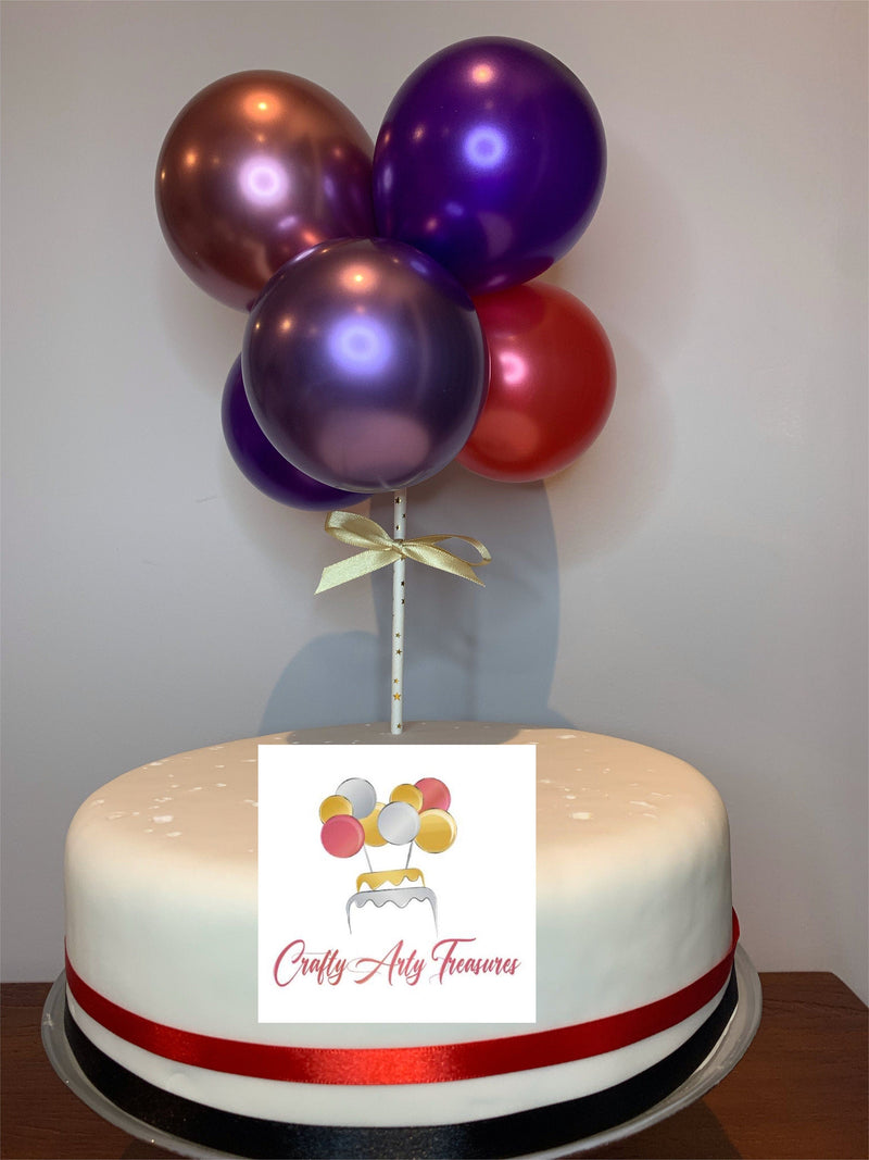 Customised Birthday Cake Topper 6 Metallic Biodegradable Balloons - Cluster DIY Kit Oh So Crafty