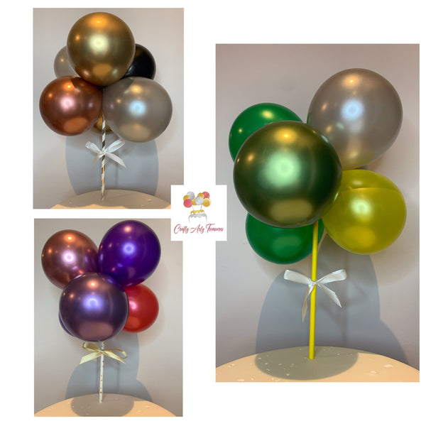 Customised Birthday Cake Topper 6 Metallic Biodegradable Balloons - Cluster DIY Kit Oh So Crafty