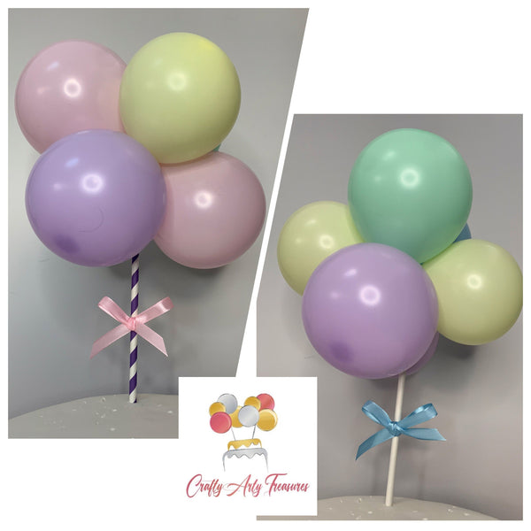 Customised Birthday Cake Topper 6 Pastel Biodegradable Balloons - Cluster DIY Kit Oh So Crafty