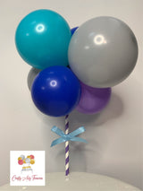 Customised Birthday Cake Topper for Celebrations - Solid Colour Biodegradable with 6 Balloons - Cluster DIY Kit Oh So Crafty