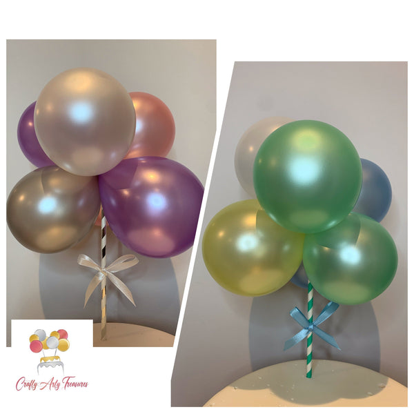 Customised Birthday Cake Topper with 6 Satin Biodegradable Balloons -  Cluster DIY Kit Oh So Crafty