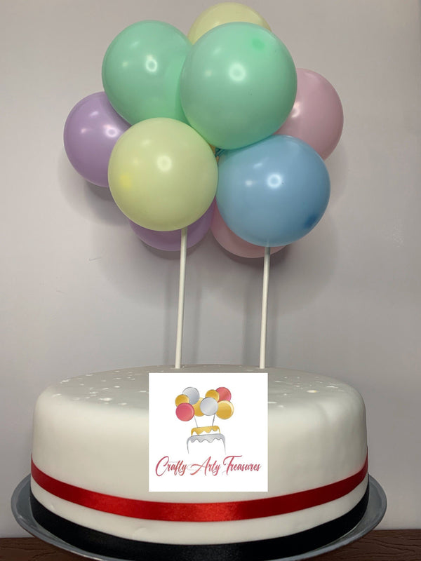Customised Birthday Cake Topper with a choice of 3 Colours - Pastel Biodegradable 10 Balloons - Garland DIY Kit Oh So Crafty