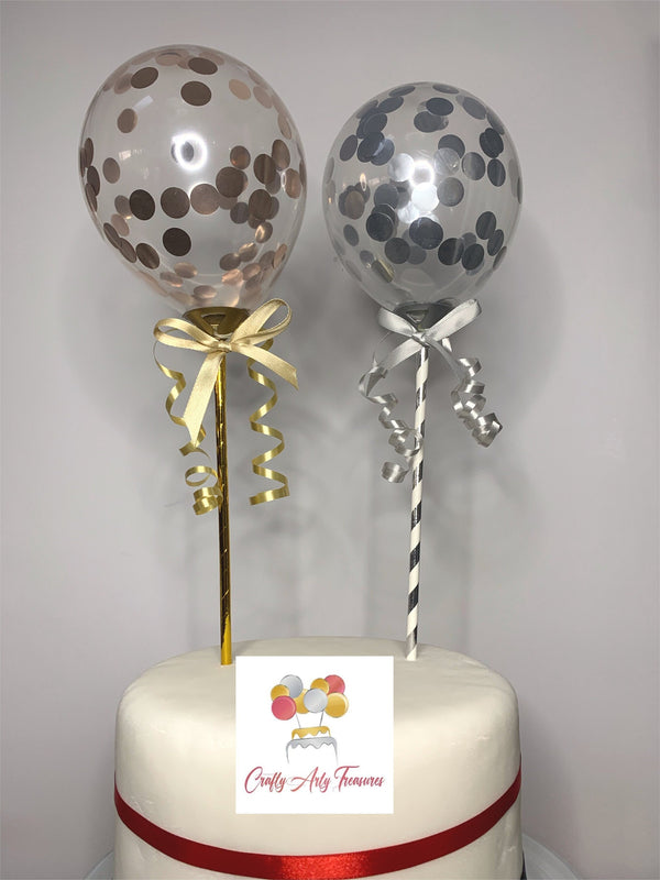 Customised Single Clear Biodegradable Balloon with Confetti Cake Topper - DIY Kit Balloon Cup Oh So Crafty