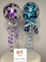 Customised Single Clear Biodegradable Balloons with Confetti Cake Topper - DIY Kit Balloon Oh So Crafty