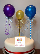 Customised Single Metallic Biodegradable Balloon 6 Piece Cake Topper - DIY Kit Balloon Cup Oh So Crafty
