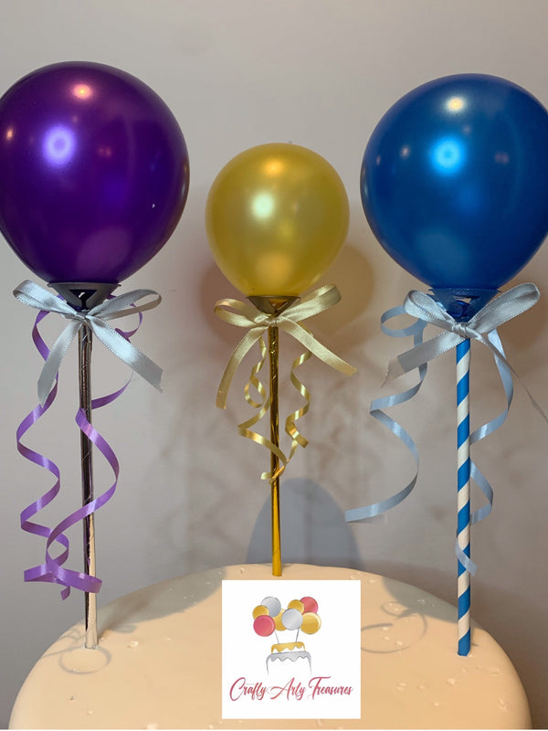 Customised Single Metallic Biodegradable Balloon 6 Piece Cake Topper - DIY Kit Balloon Cup Oh So Crafty