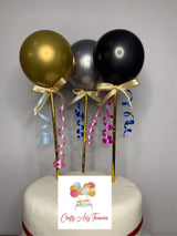 Customised Single Metallic Gender Reveal Biodegradable Balloon Cake Topper- DIY Kit Balloon Oh So Crafty