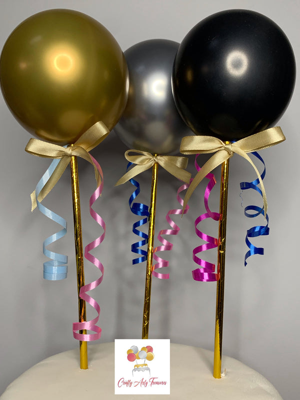 Customised Single Metallic Gender Reveal Biodegradable Balloon Cake Topper- DIY Kit Balloon Oh So Crafty