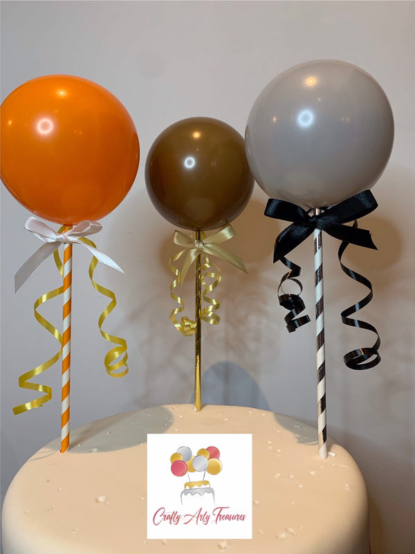 Customised Single Solid Colour Biodegradable Balloon 6 Piece Cake Topper - DIY Kit Balloon Oh So Crafty