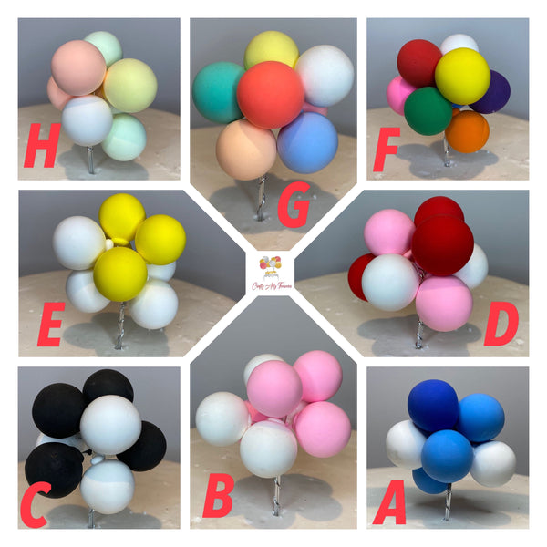 Foam Cake Topper Balloon Ball Set - 8 in Stem in Various Colours Oh So Crafty