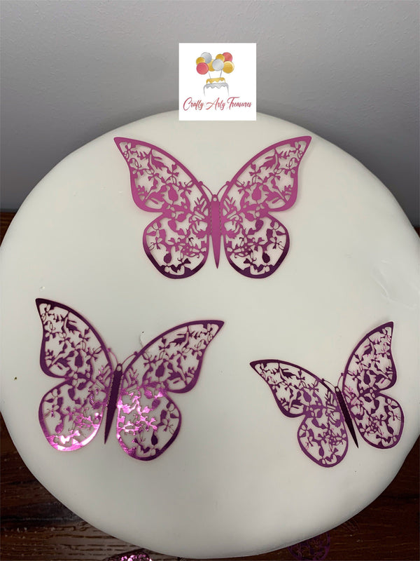 Foiled Butterflies of Different Colours for Cake Toppers Pack of 6 or 8 in Various Colours Oh So Crafty