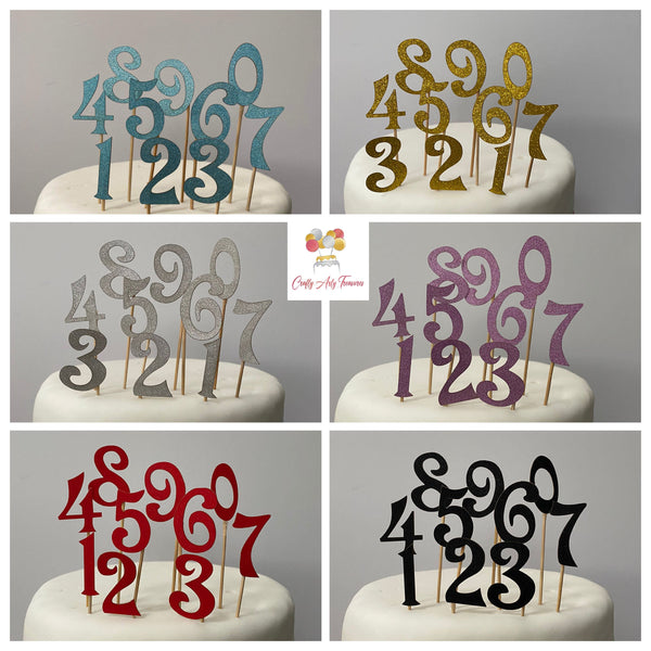 Glitter Card Birthday Numbers for Cake Decorations in Various Colours Oh So Crafty