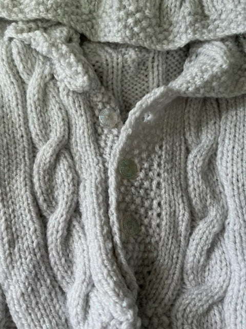 Hand Made Silver Knitted Hoodie with Blanket, Mittens and Hedgehog 0-6 months Oh So Crafty