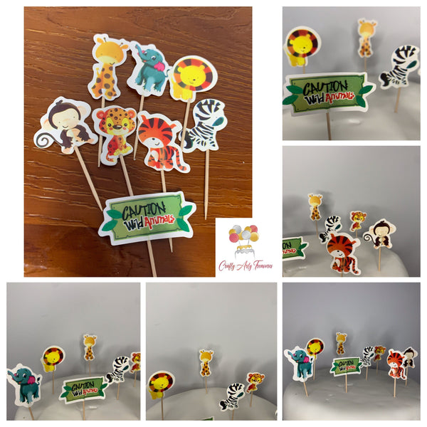Jungle Zoo Animal Cake Topper Skewers 8 Piece Set Oh So Crafty