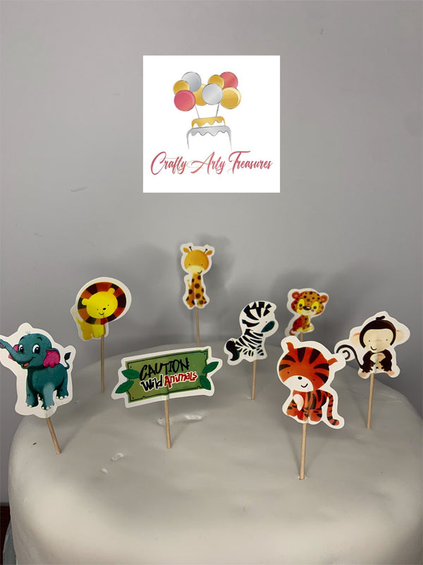 Jungle Zoo Animal Cake Topper Skewers 8 Piece Set Oh So Crafty