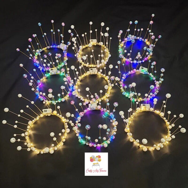 LED Light Pearl Centerpiece Crown Cake Topper in Various Colours Oh So Crafty