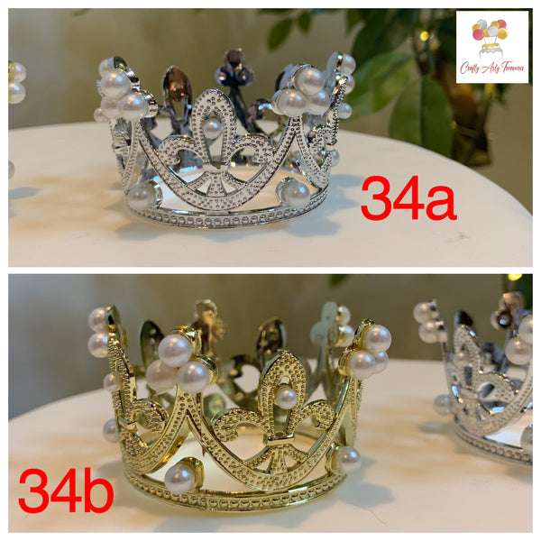 Mini Silver or Gold Pearl Crown Cake Topper Figures Oh So Crafty