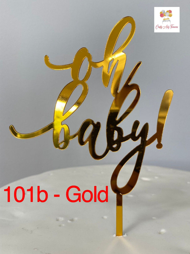 Oh Baby Acrylic Gender Reveal Cake Topper Sign in Various Colours Oh So Crafty