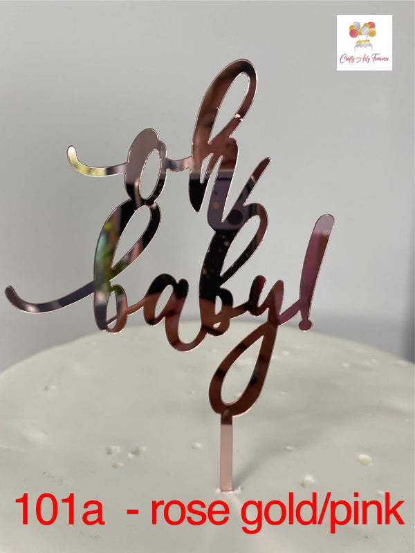 Oh Baby Acrylic Gender Reveal Cake Topper Sign in Various Colours Oh So Crafty